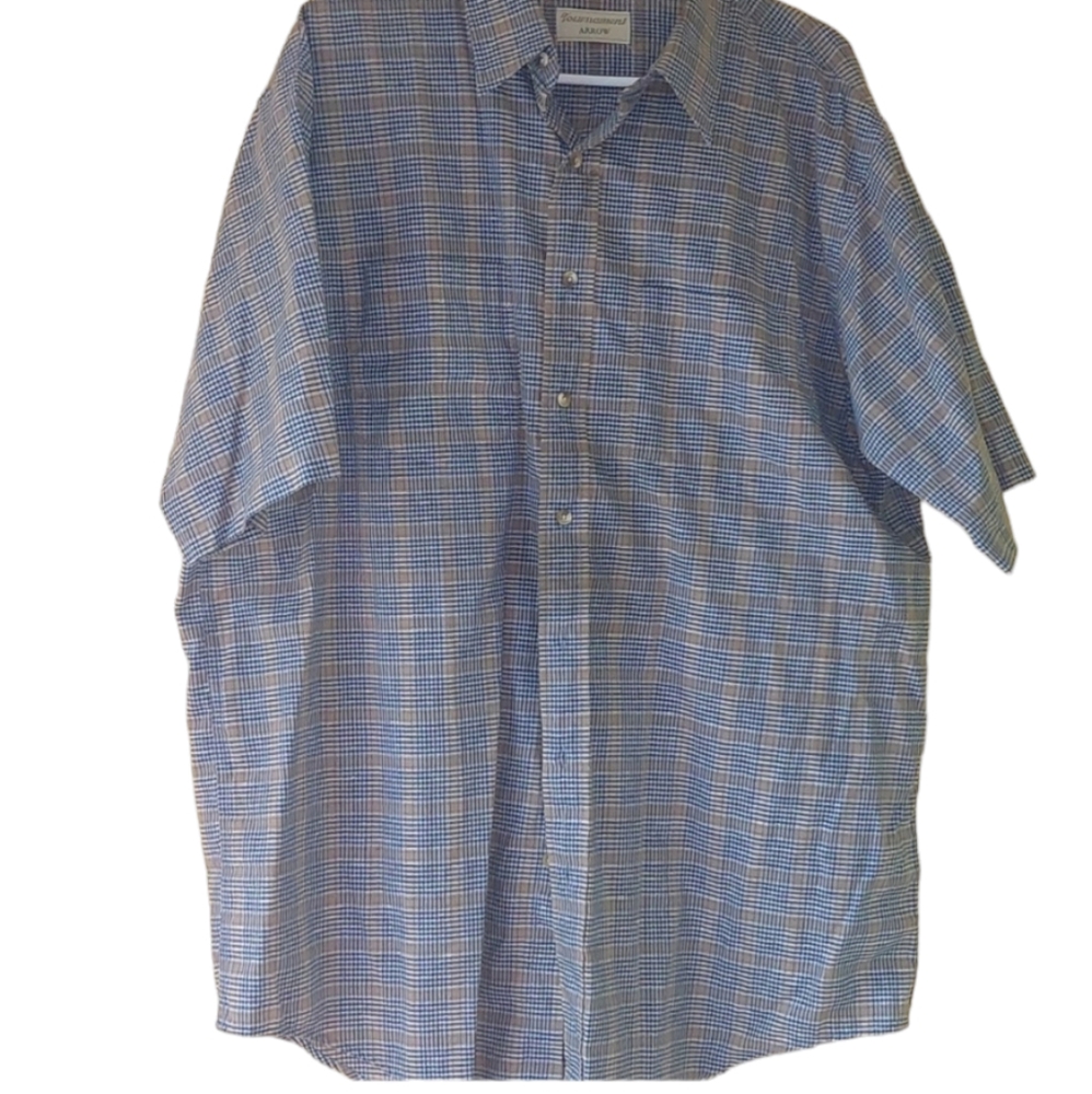 Tournament Arrow Men Shirt Size XLT  Plaid Short Sleeve